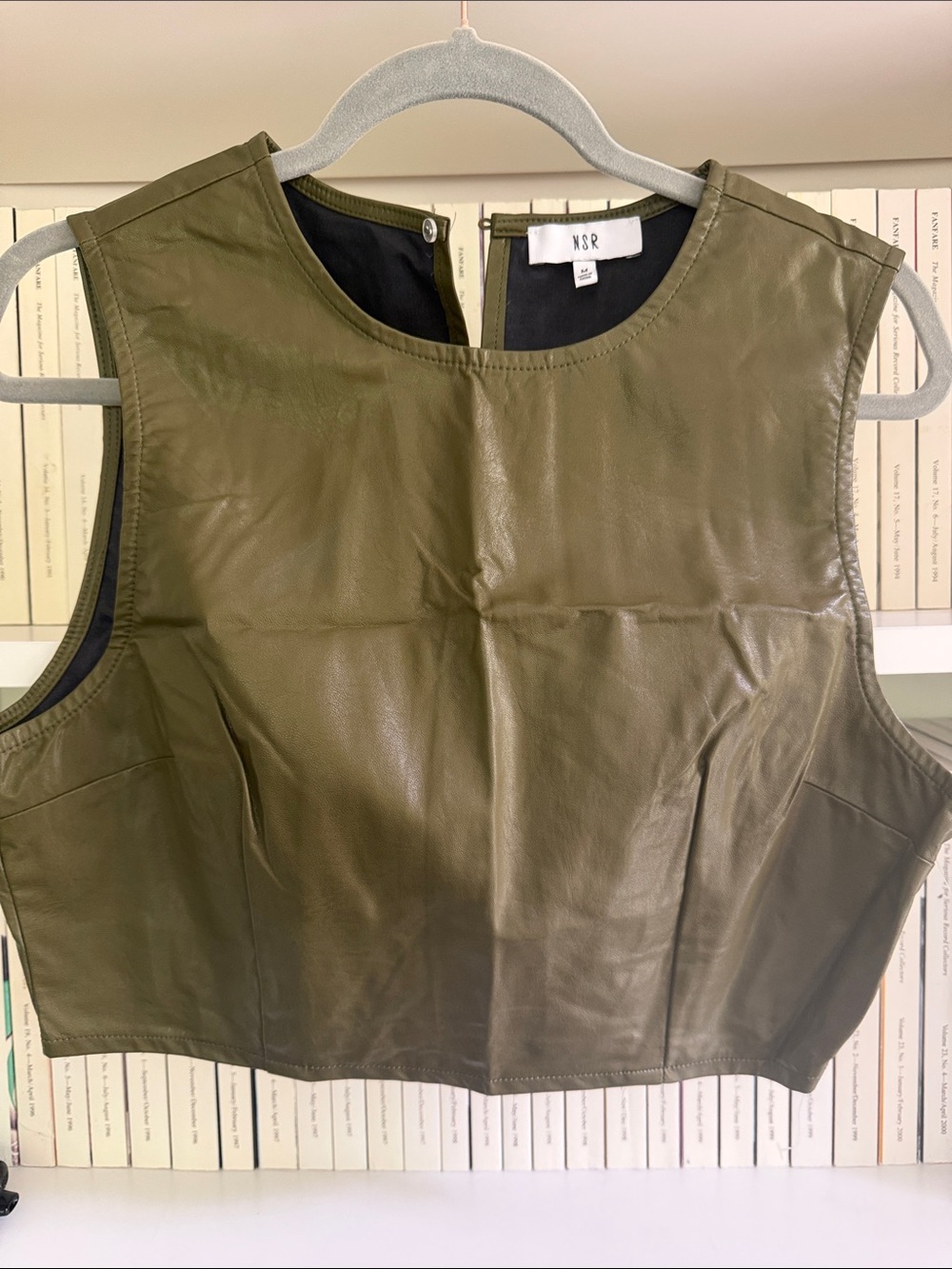 NSR Olive Faux-Leather Sleeveless Top